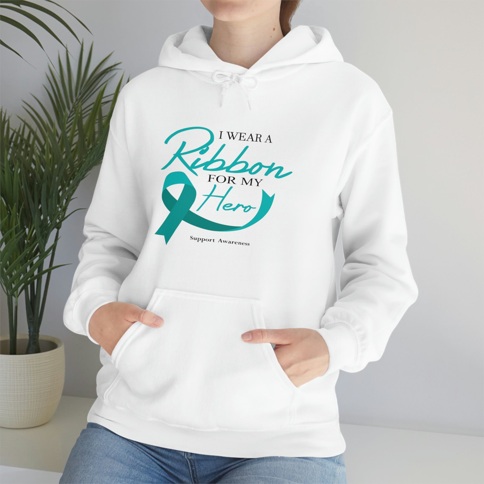 I Wear A Ribbon For My Hero - Unisex Heavy Blend™ Hooded Sweatshirt