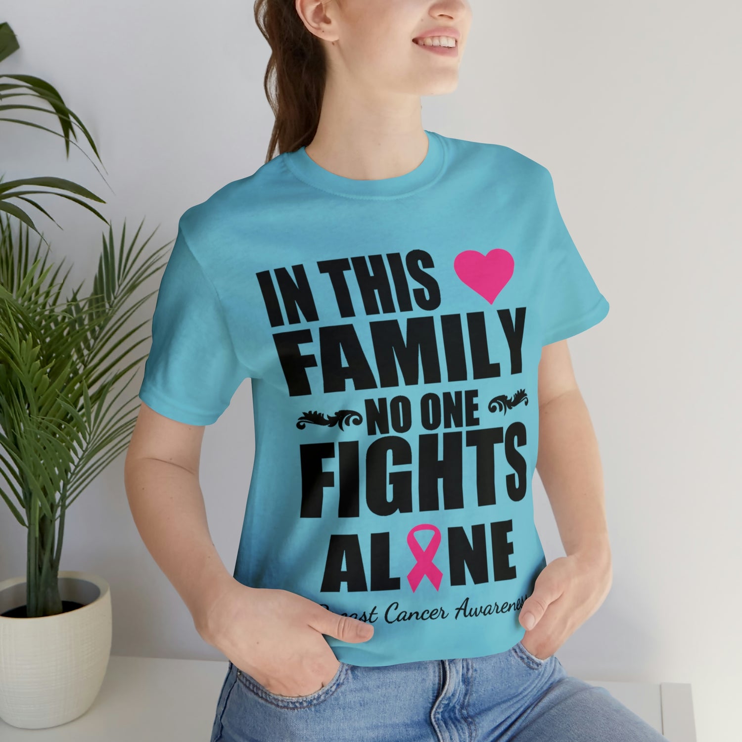 In This Family No One Fights Alone - Unisex Jersey Short Sleeve Tee