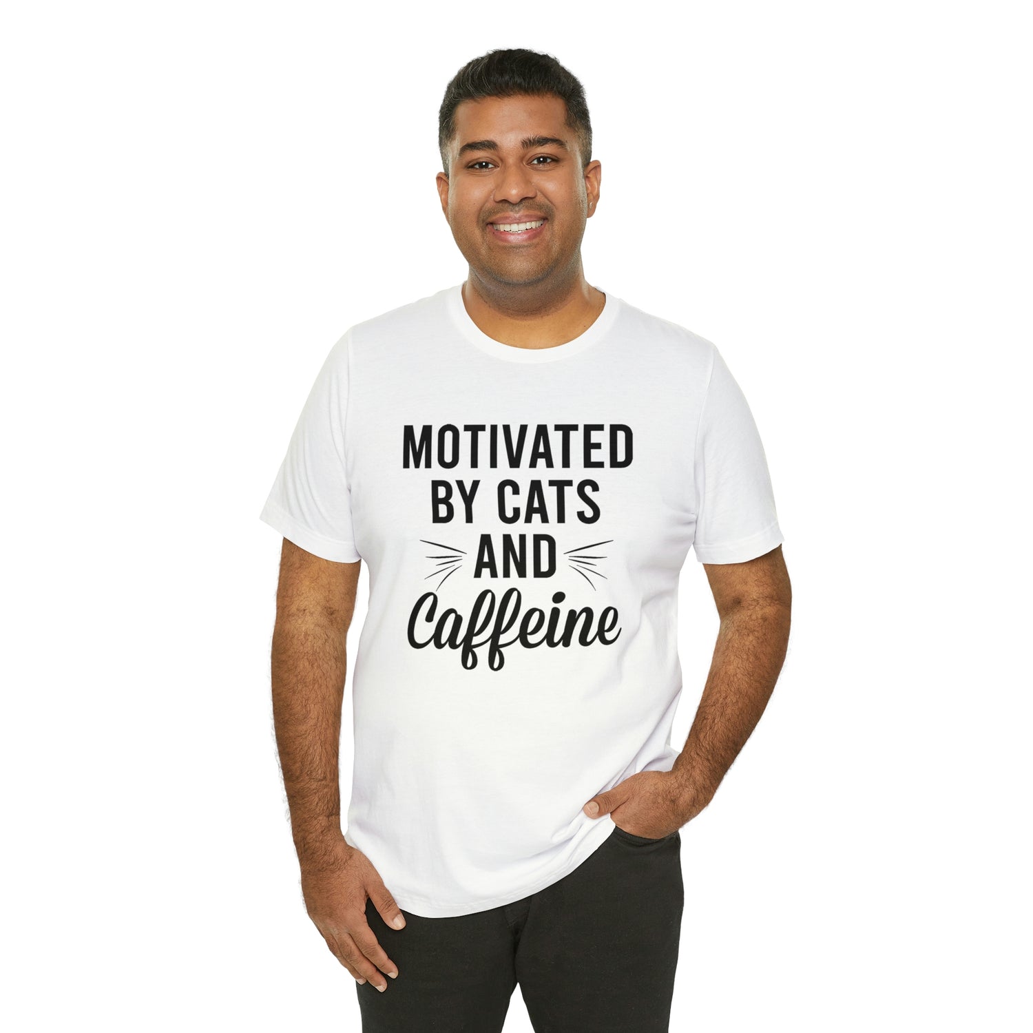 Motivated By Cats &amp; Caffeine - Unisex Jersey Short Sleeve Tee