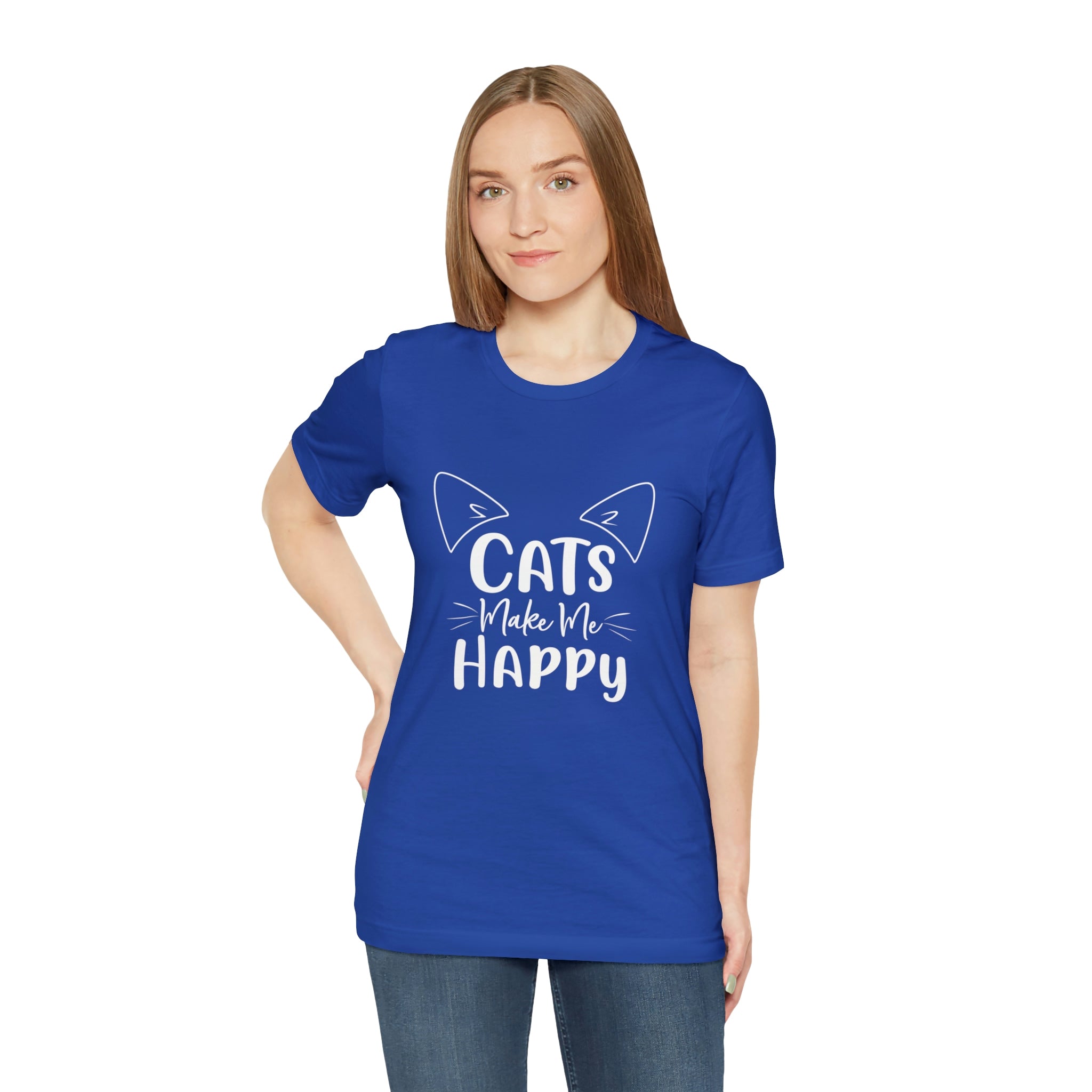 Cats Make Me Happy - Unisex Jersey Short Sleeve Tee