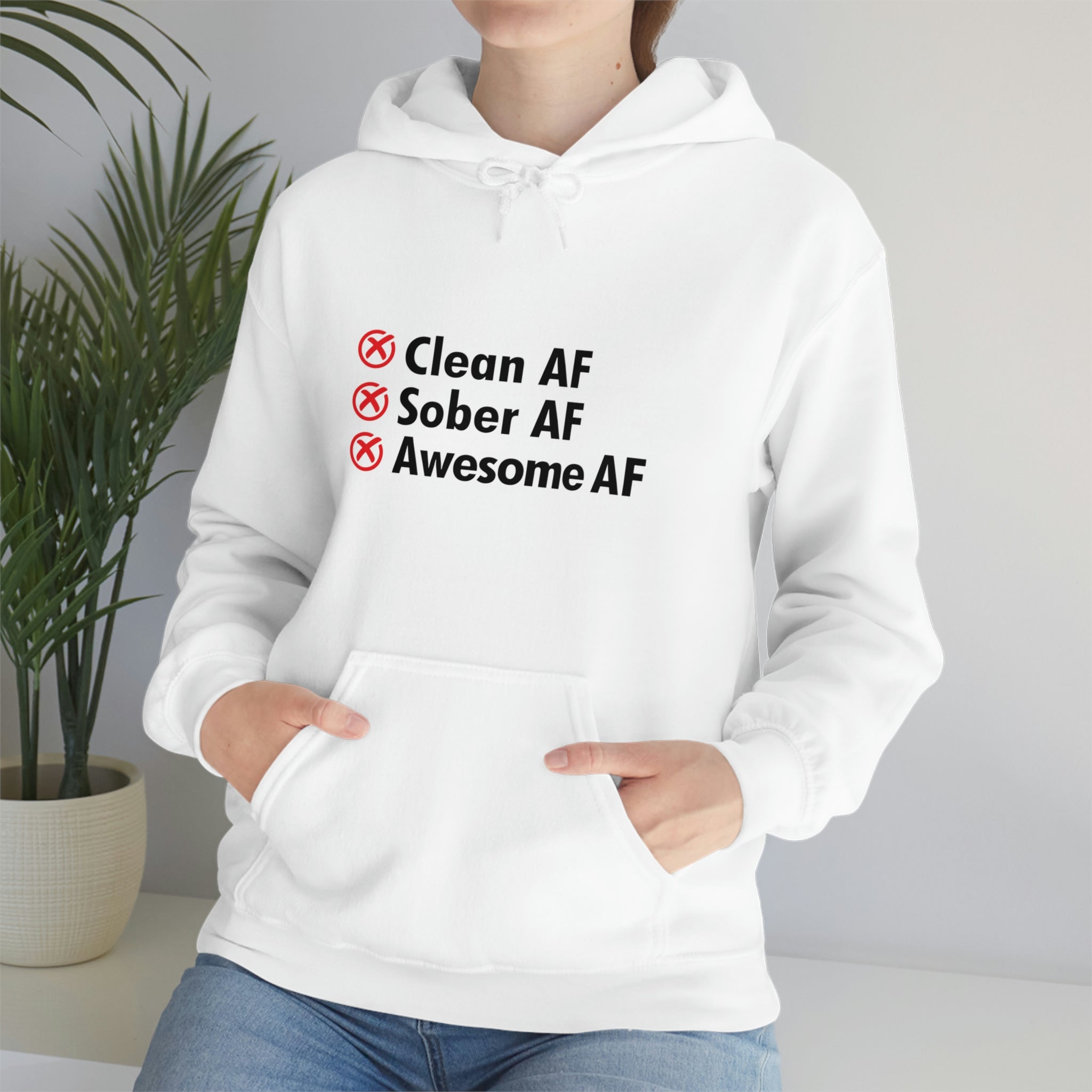 Clean AF Sober AF Awesome AF - Unisex Heavy Blend™ Hooded Sweatshirt