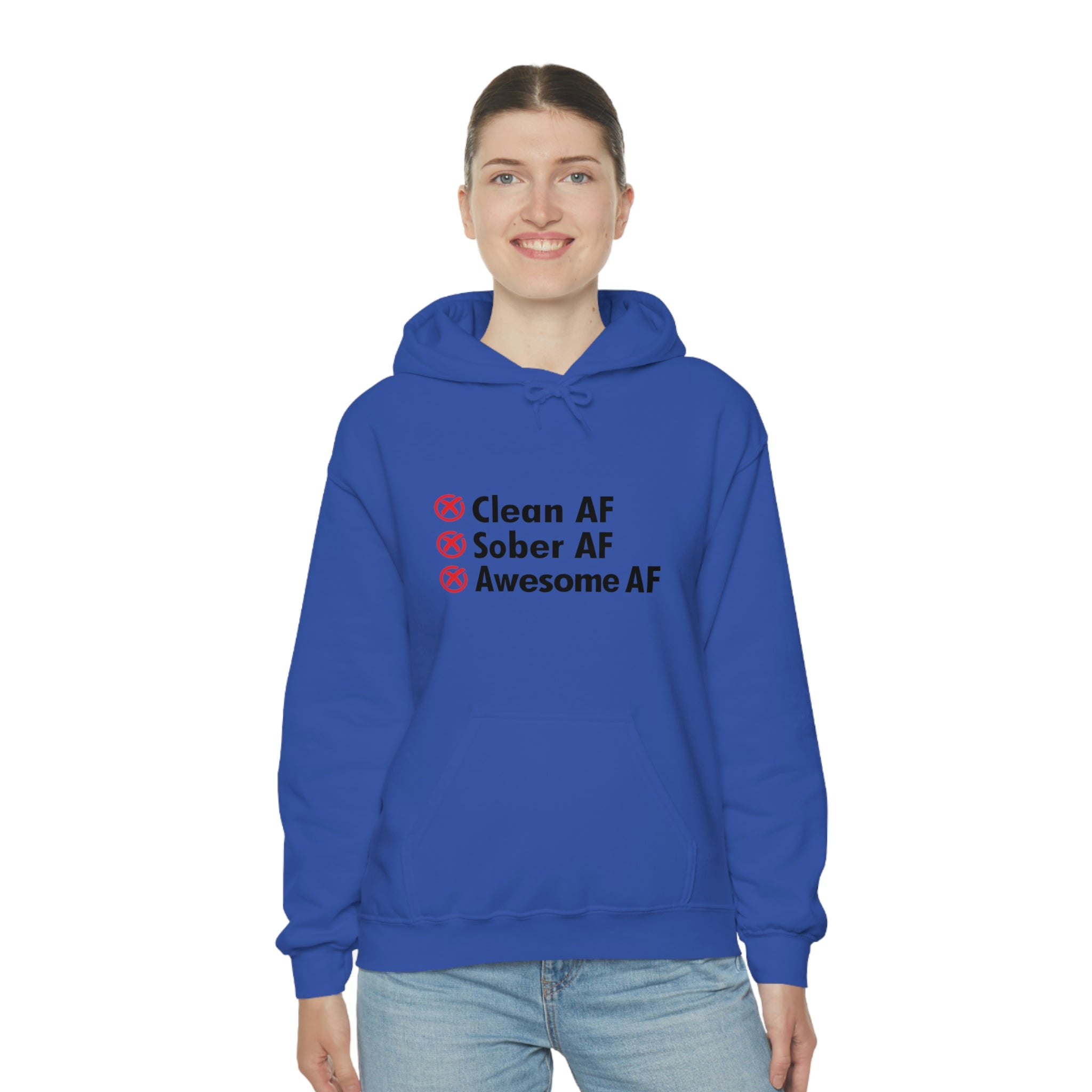 Clean AF Sober AF Awesome AF - Unisex Heavy Blend™ Hooded Sweatshirt