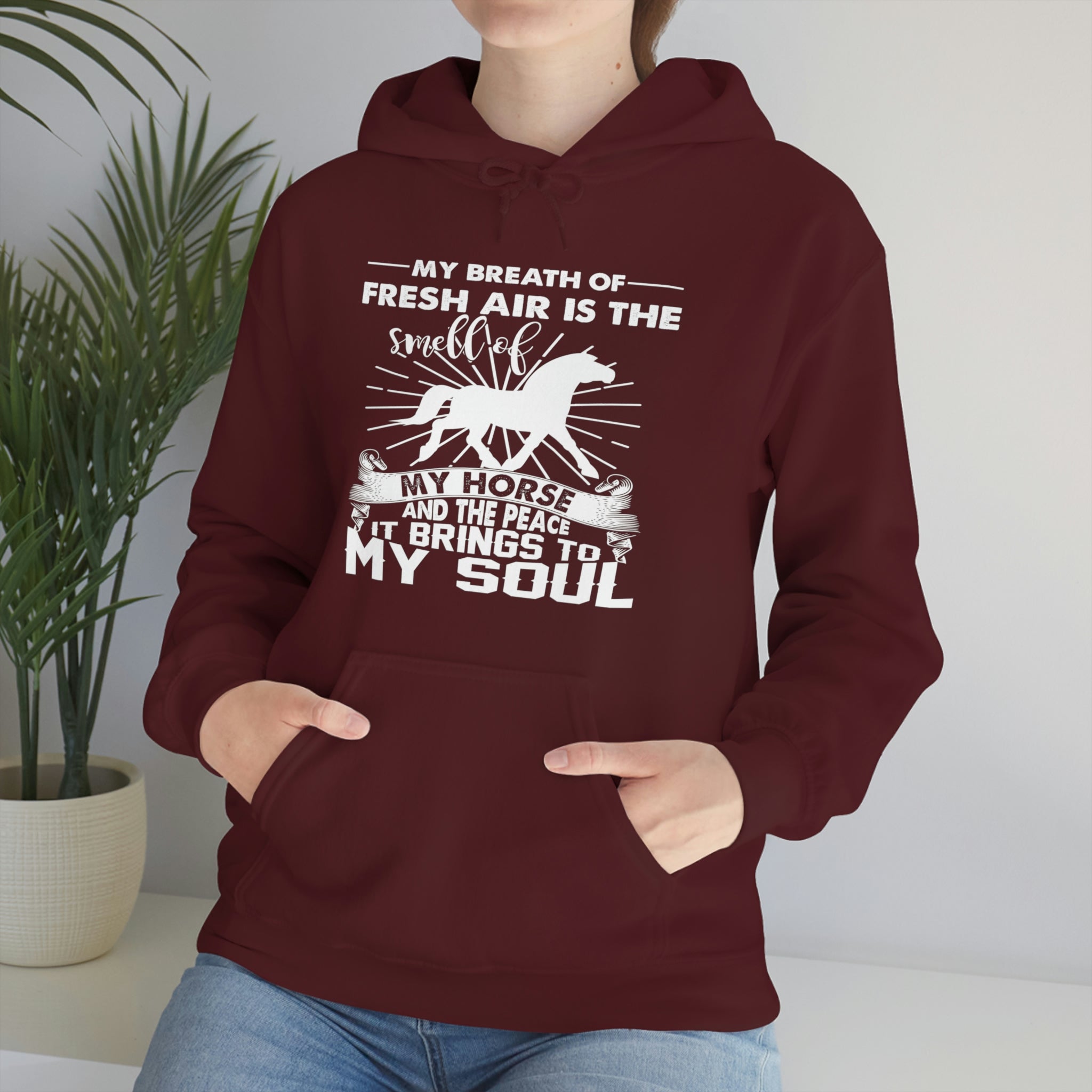 My Breath Of Fresh Air Is The Smell Of My Horse - Unisex Heavy Blend™ Hooded Sweatshirt