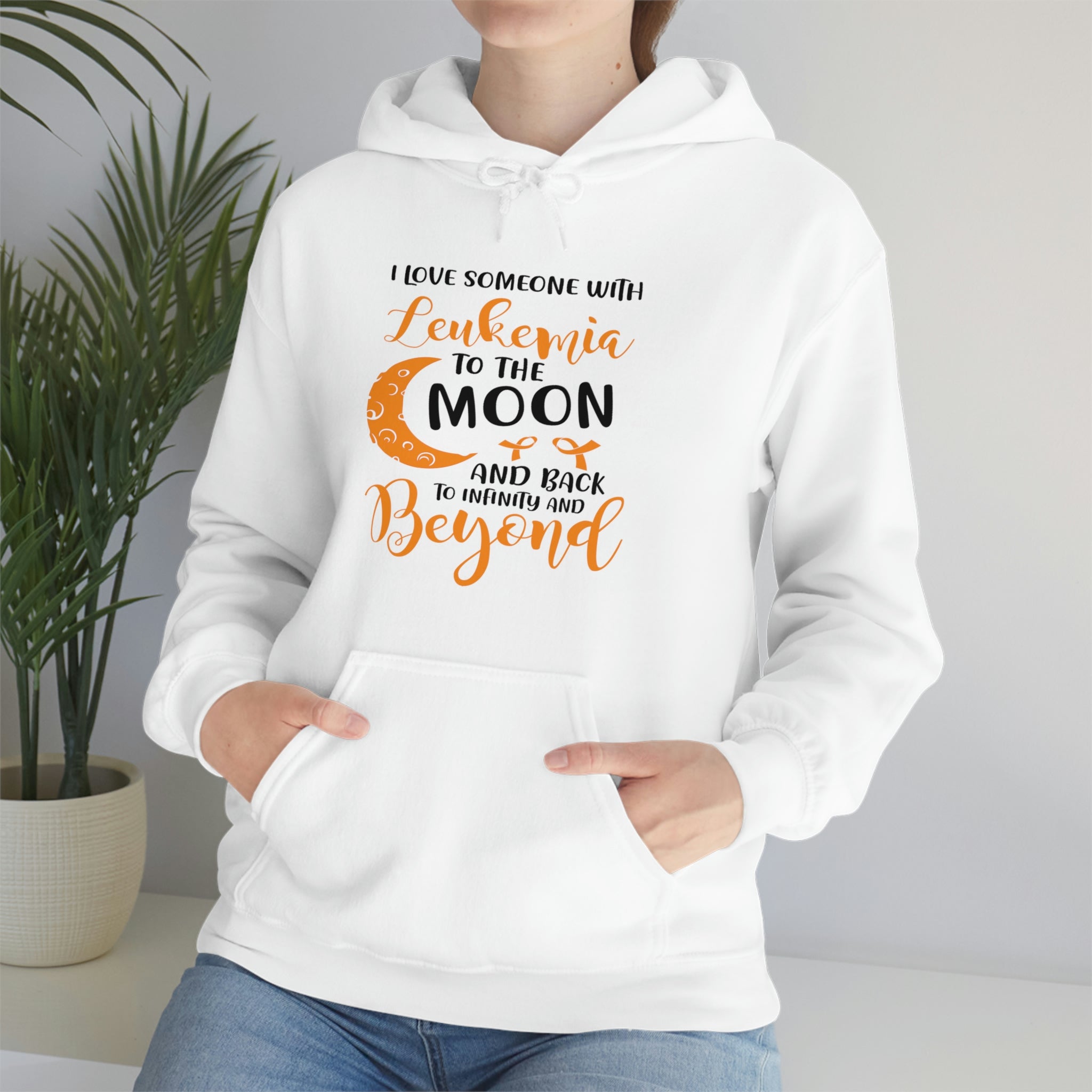 I Love Someone With Leukemia To The Moon And Back - Unisex Heavy Blend™ Hooded Sweatshirt