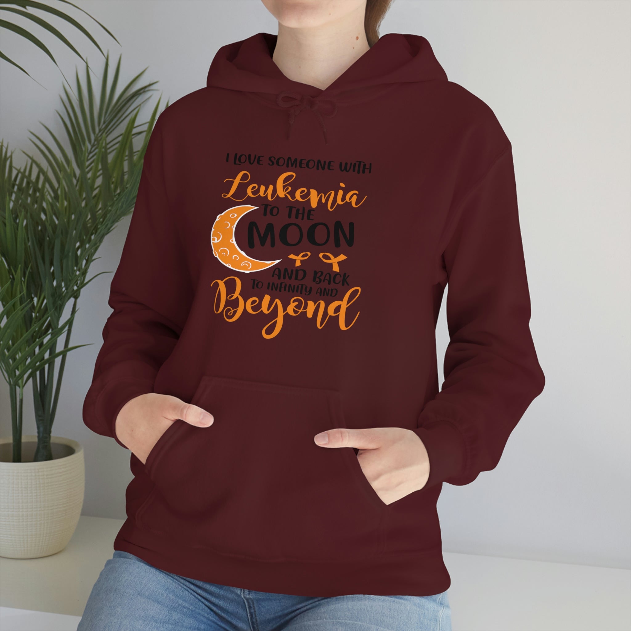 I Love Someone With Leukemia To The Moon And Back - Unisex Heavy Blend™ Hooded Sweatshirt