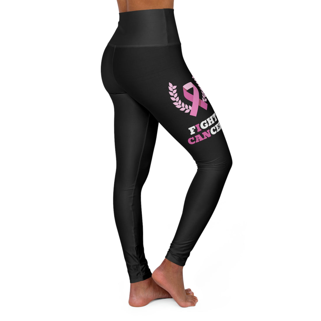 Fight Cancer I Can - Black High Waisted Yoga Leggings