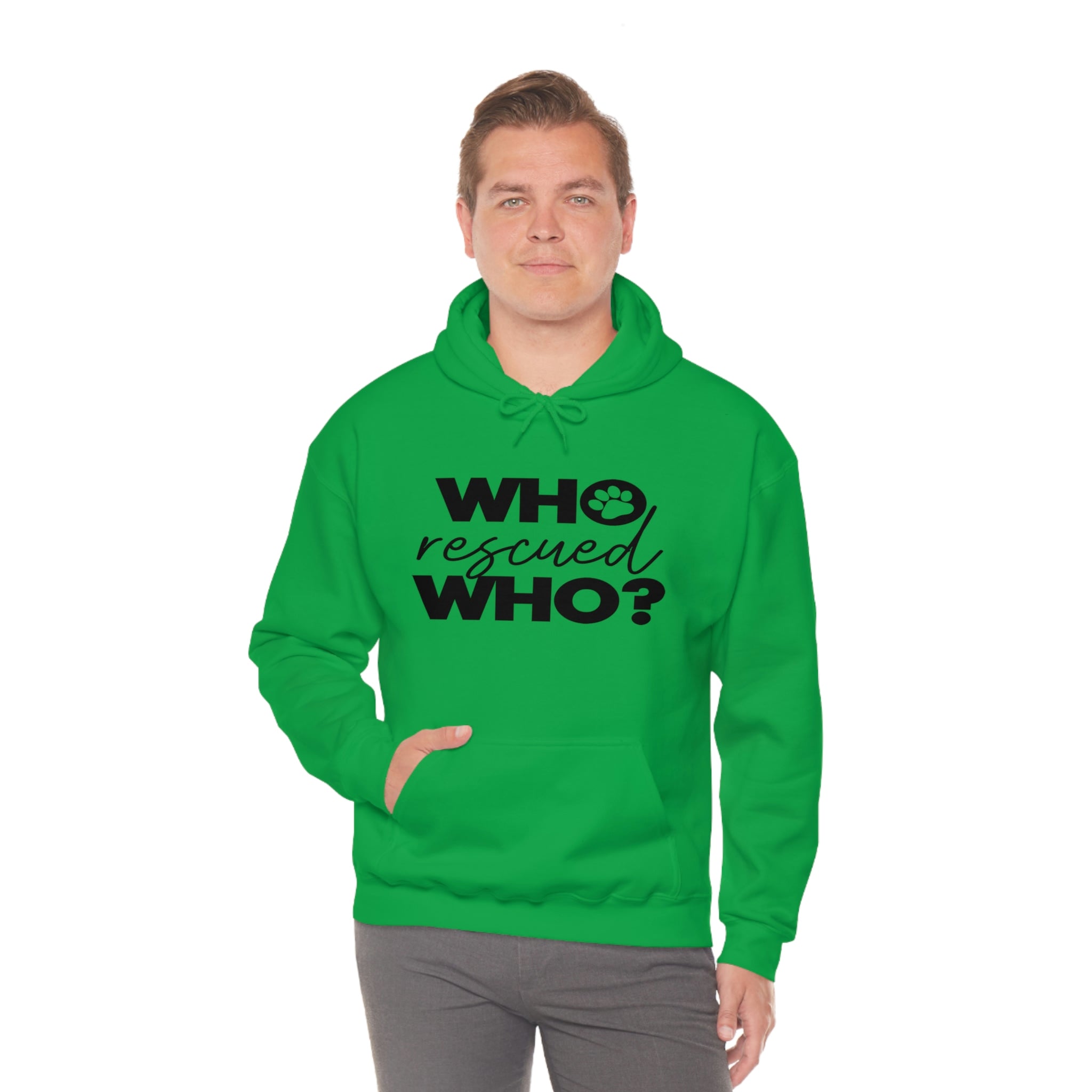 Who Rescued Who - Unisex Heavy Blend™ Hooded Sweatshirt