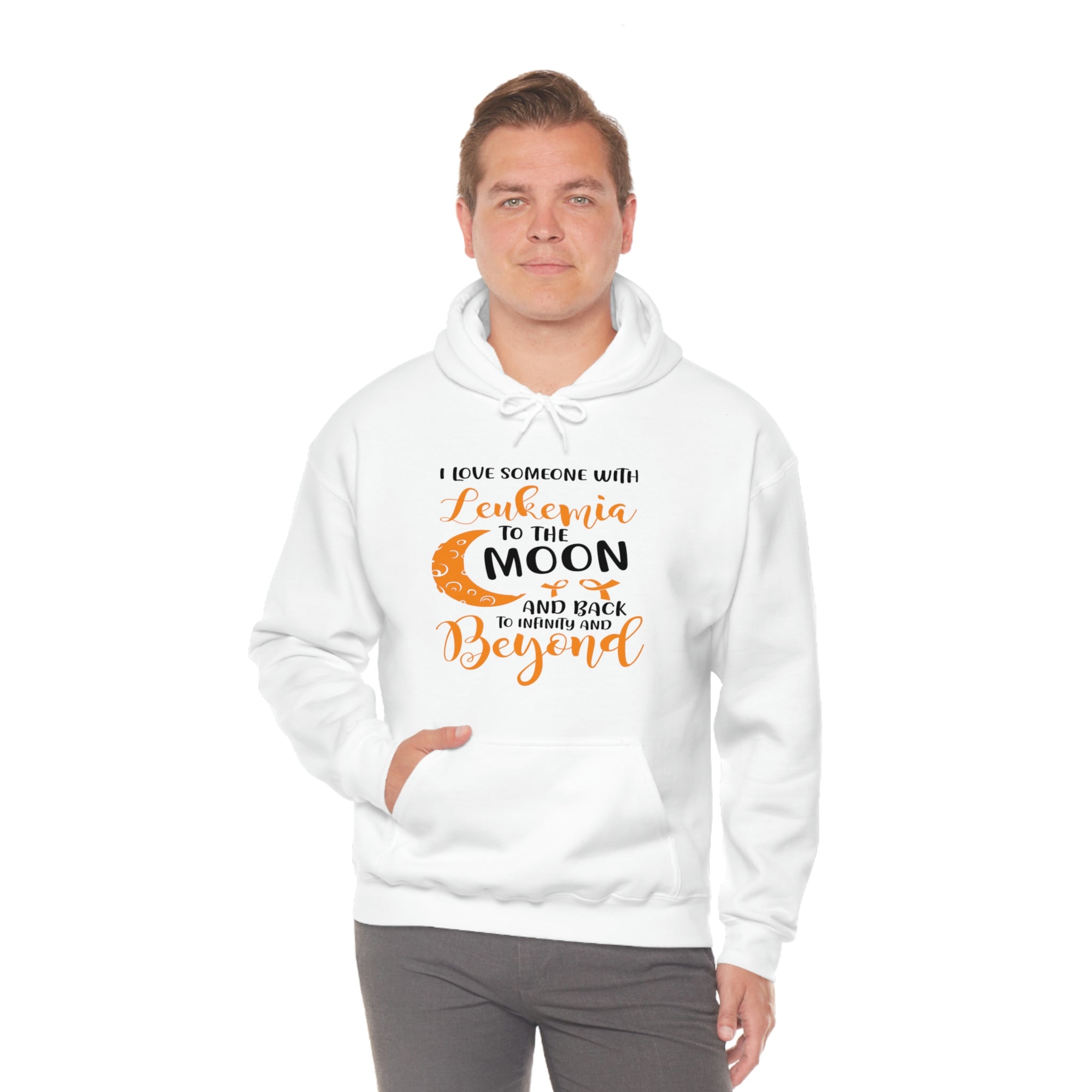 I Love Someone With Leukemia To The Moon And Back - Unisex Heavy Blend™ Hooded Sweatshirt