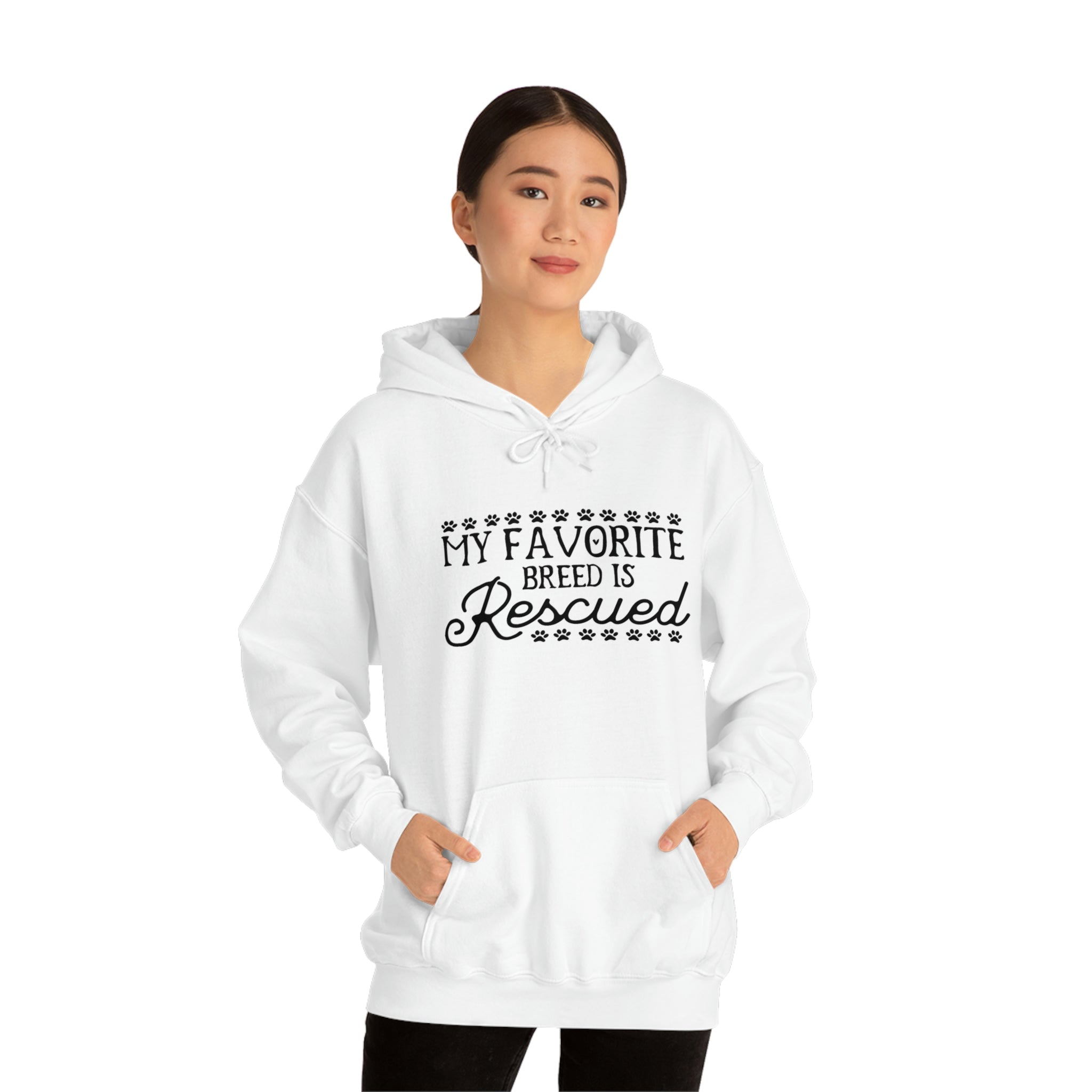 My Favorite Breed Is Rescued - Unisex Heavy Blend™ Hooded Sweatshirt