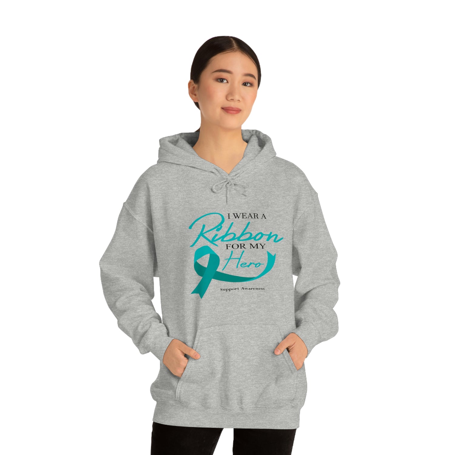 I Wear A Ribbon For My Hero - Unisex Heavy Blend™ Hooded Sweatshirt