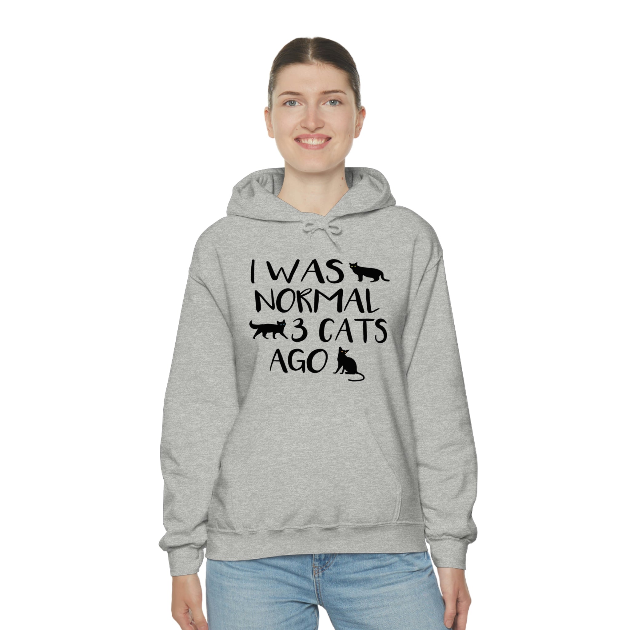 I Was Normal 3 Cats Ago - Unisex Heavy Blend™ Hooded Sweatshirt