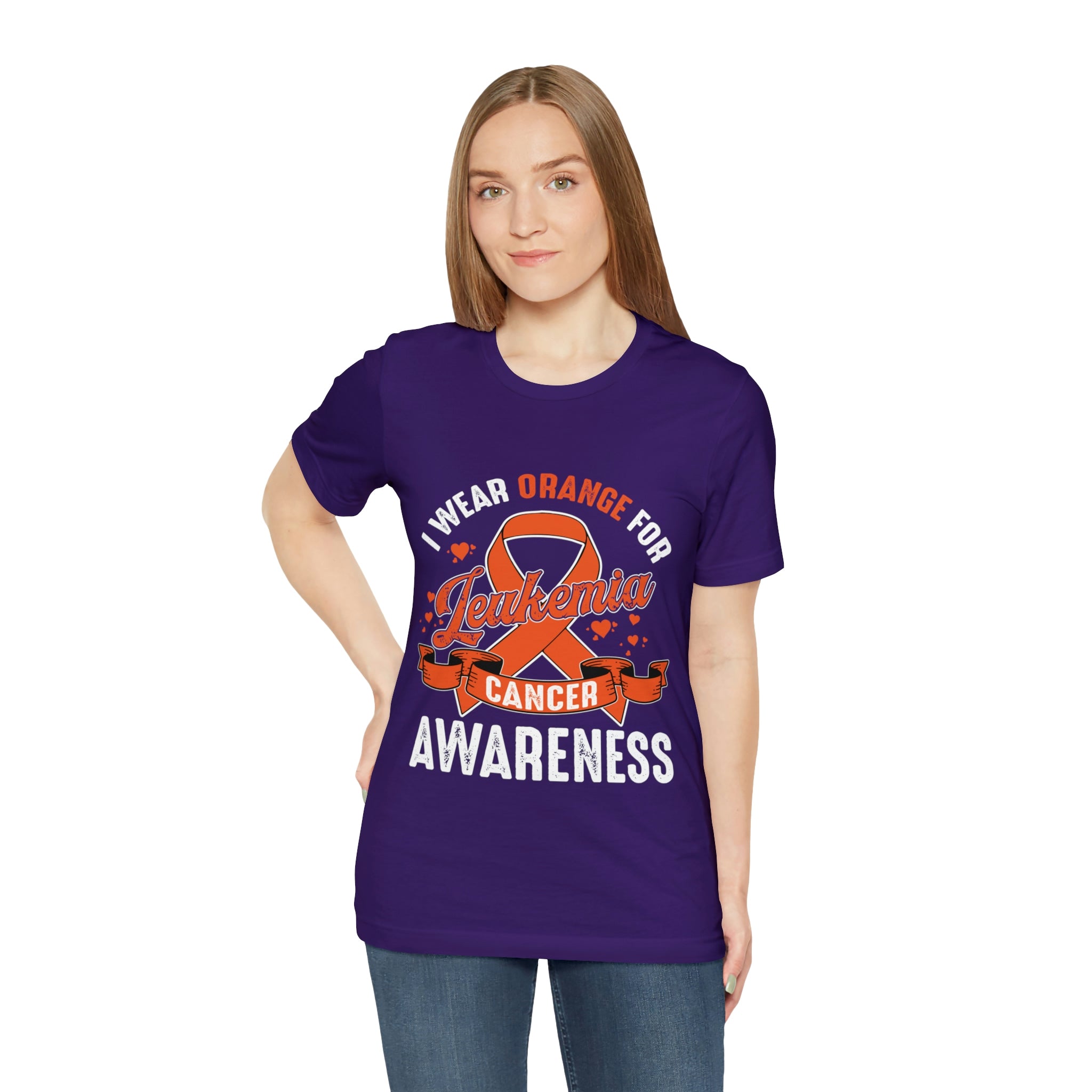 I Wear Orange For Leukemia Cancer Awareness - Unisex Jersey Short Sleeve Tee