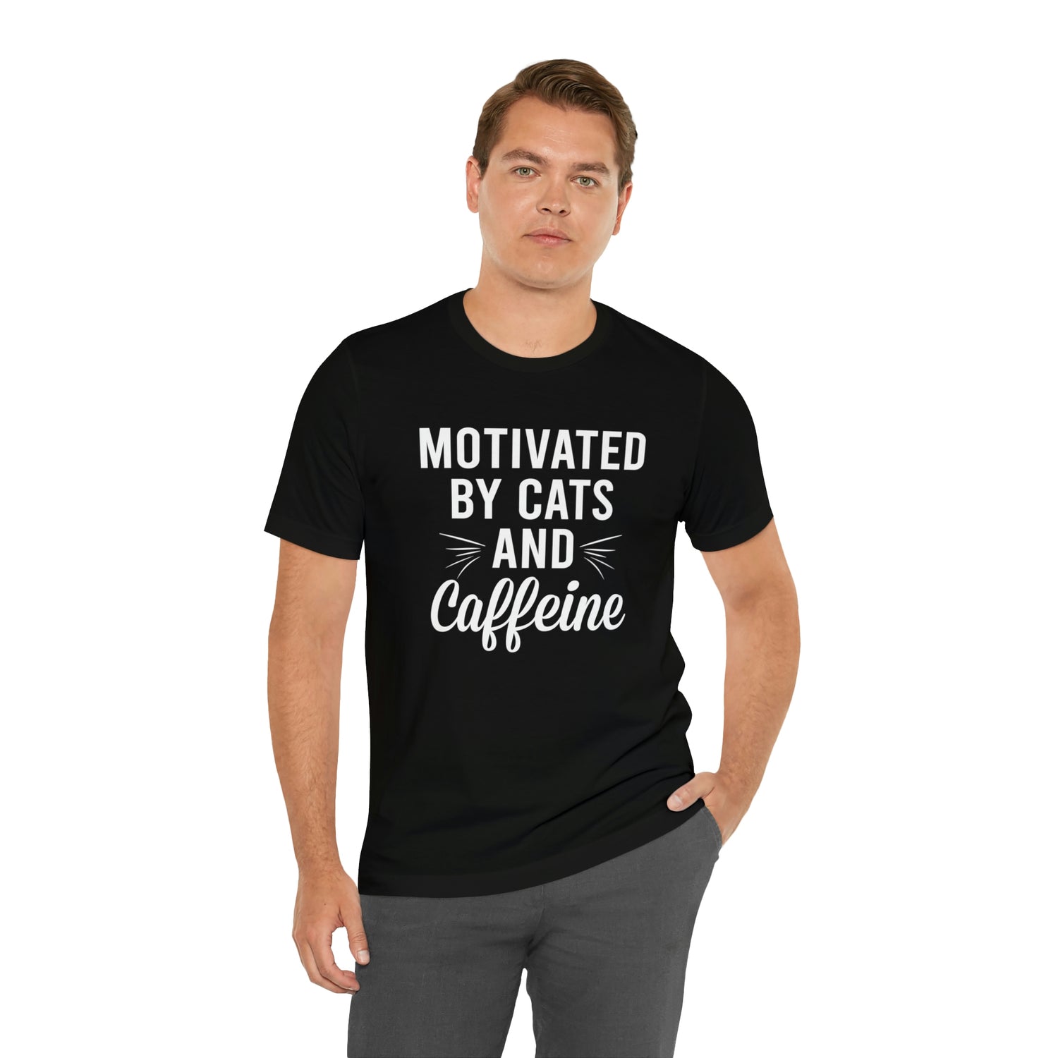 Motivated By Cats &amp; Caffeine - Unisex Jersey Short Sleeve Tee