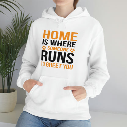 Home Is Where Someone Runs To Greet You - Unisex Heavy Blend™ Hooded Sweatshirt