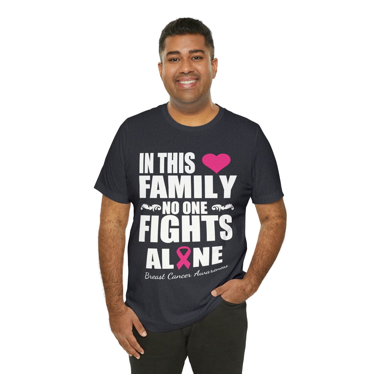 In This Family No One Fights Alone - Unisex Jersey Short Sleeve Tee