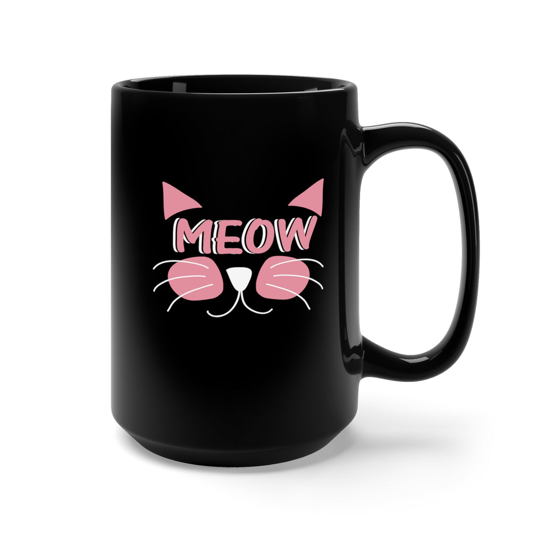 Meow - Large 15oz Black Mug