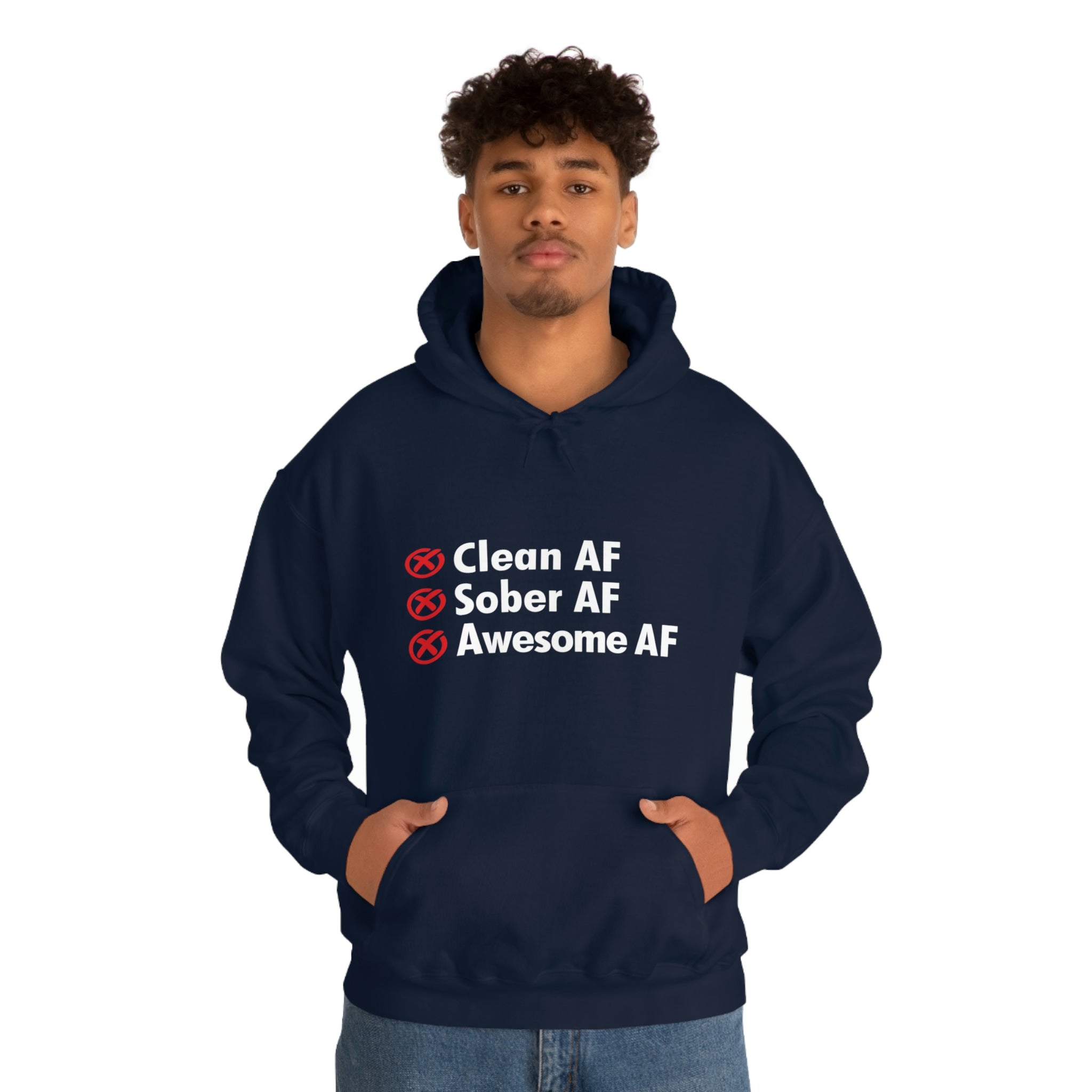 Clean AF Sober AF Awesome AF - Unisex Heavy Blend™ Hooded Sweatshirt