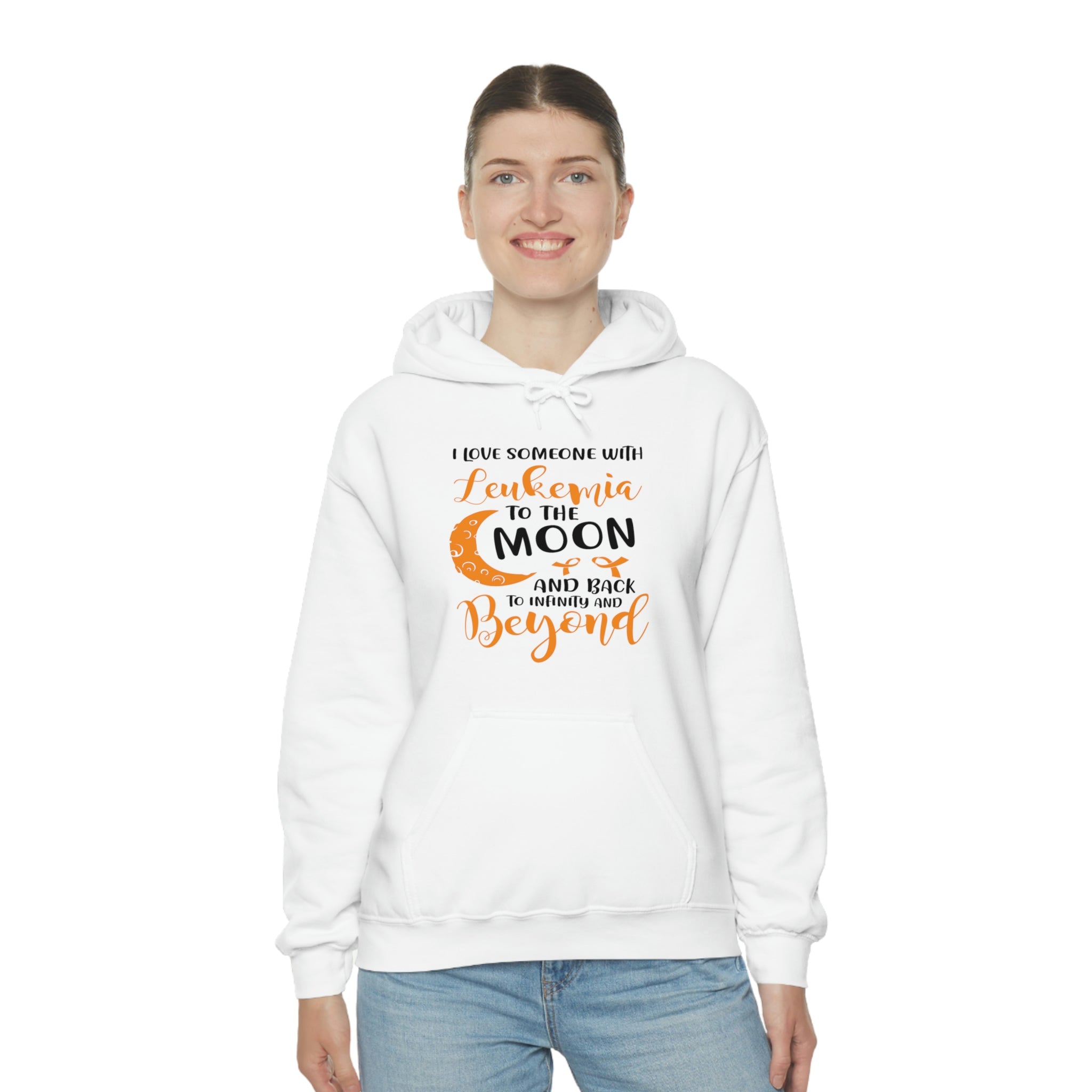 I Love Someone With Leukemia To The Moon And Back - Unisex Heavy Blend™ Hooded Sweatshirt