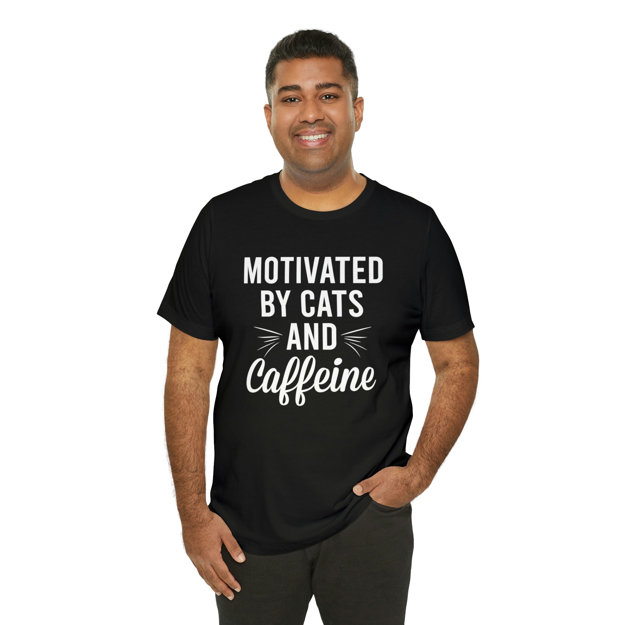 Motivated By Cats &amp; Caffeine - Unisex Jersey Short Sleeve Tee