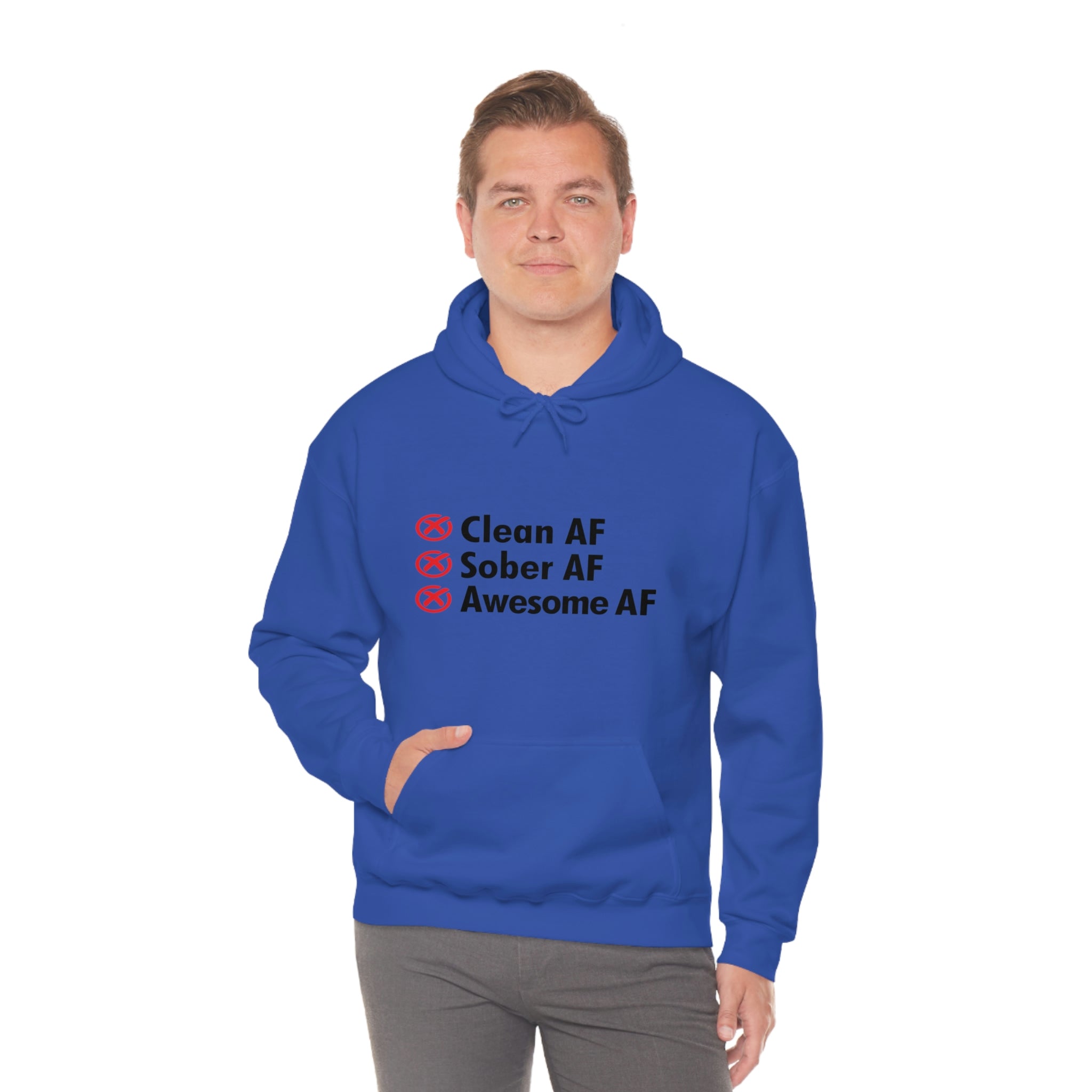 Clean AF Sober AF Awesome AF - Unisex Heavy Blend™ Hooded Sweatshirt