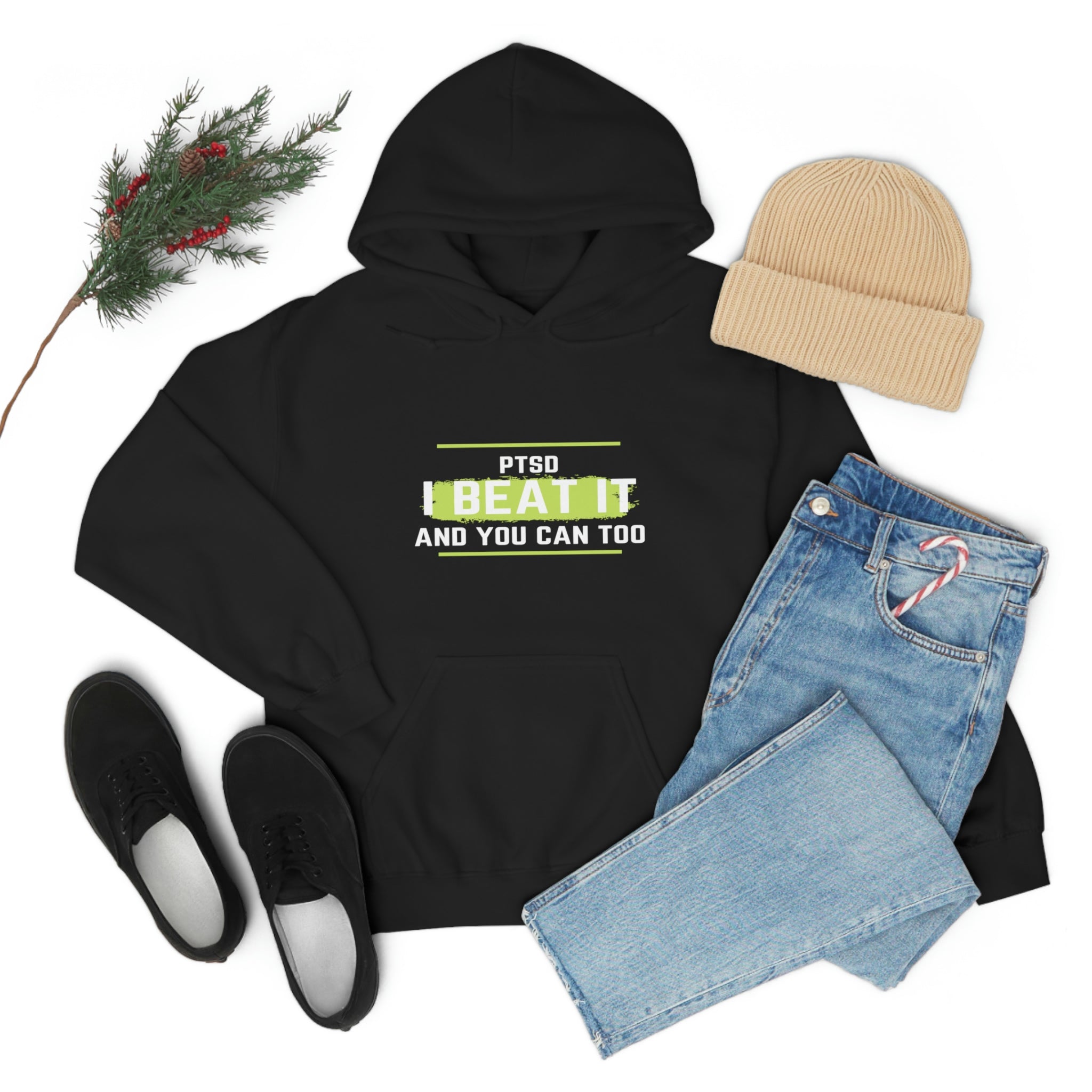 PTSD I Beat It You Can Too - Unisex Heavy Blend™ Hooded Sweatshirt