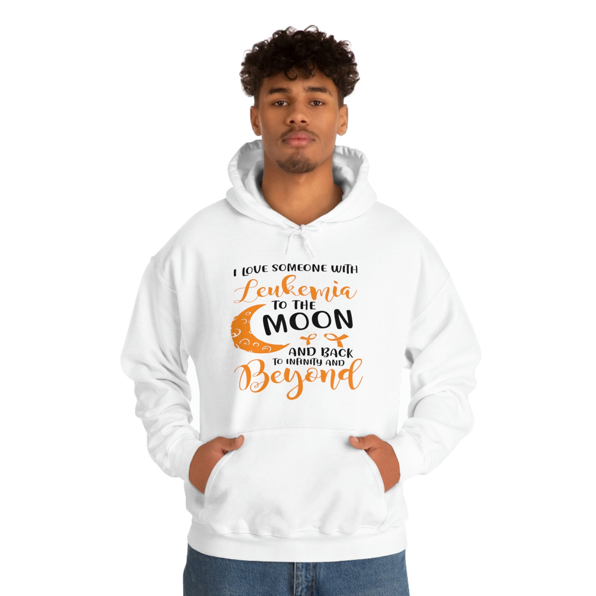 I Love Someone With Leukemia To The Moon And Back - Unisex Heavy Blend™ Hooded Sweatshirt