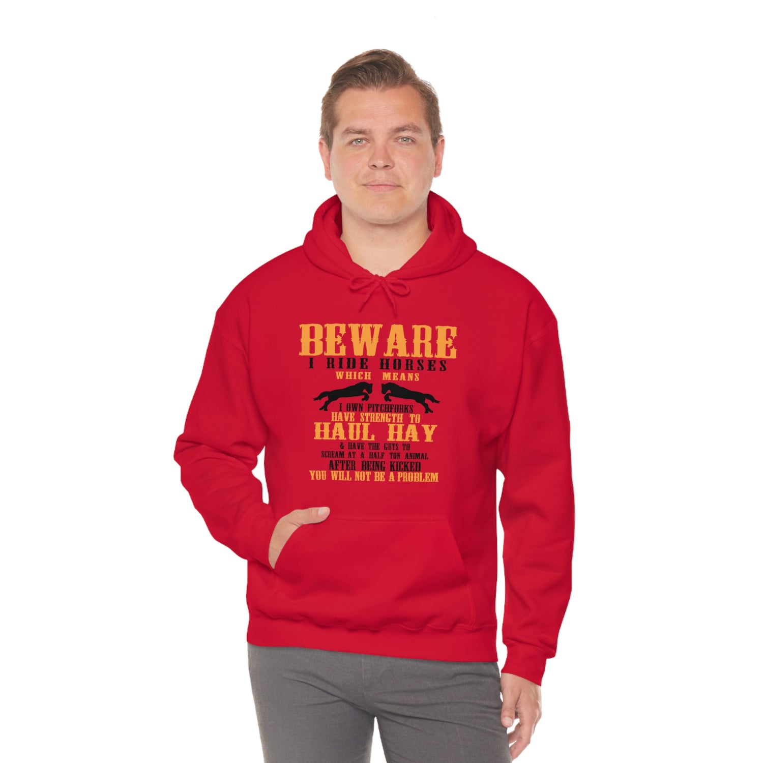 Beware I Ride Horses - Unisex Heavy Blend™ Hooded Sweatshirt