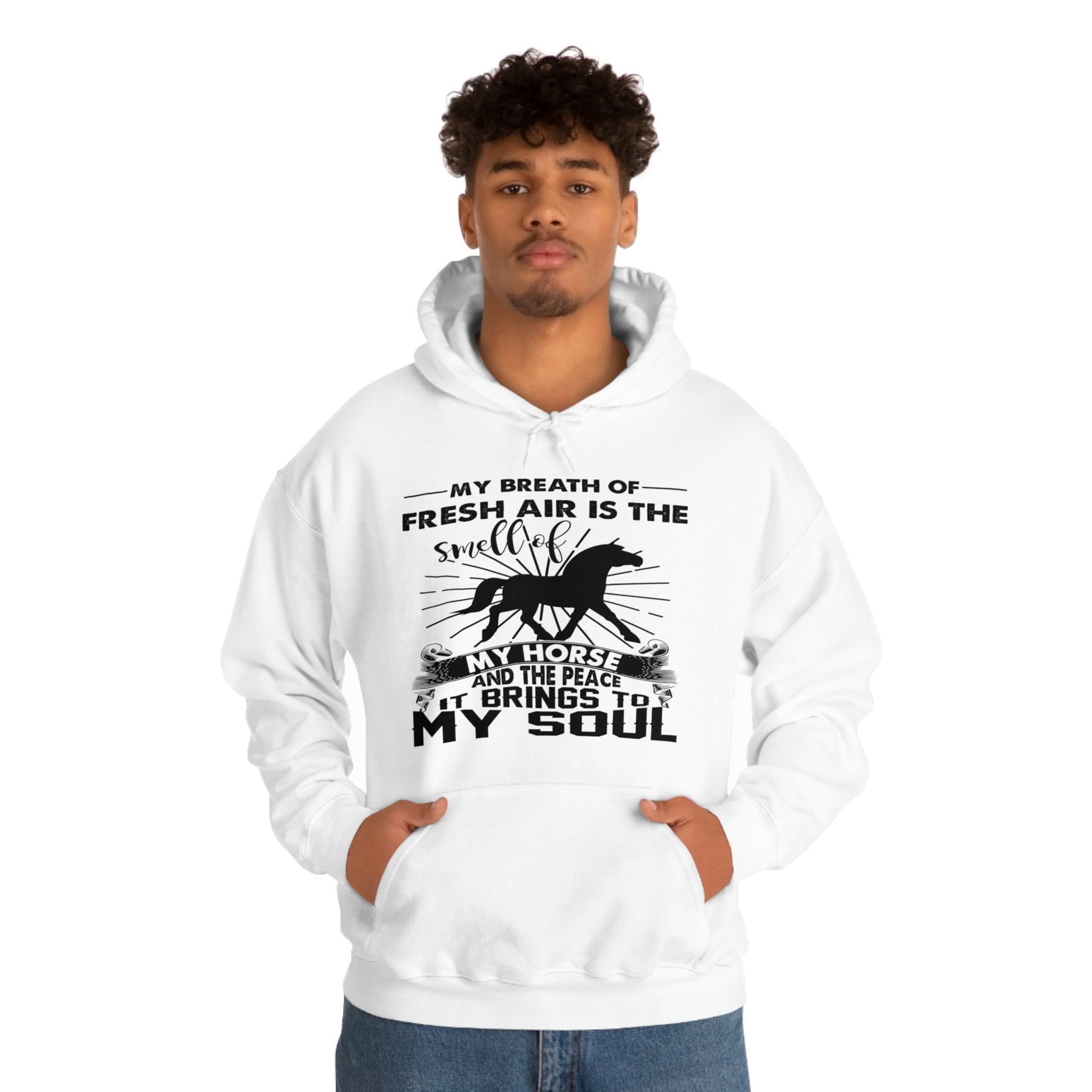 My Breath Of Fresh Air Is The Smell Of My Horse - Unisex Heavy Blend™ Hooded Sweatshirt