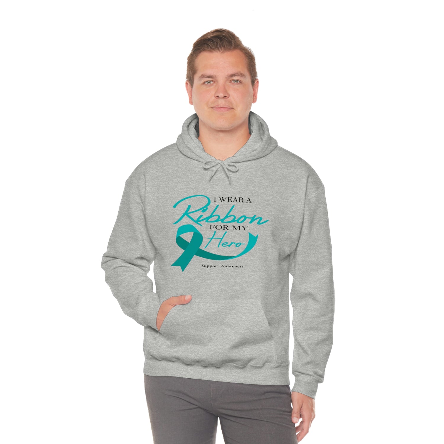 I Wear A Ribbon For My Hero - Unisex Heavy Blend™ Hooded Sweatshirt