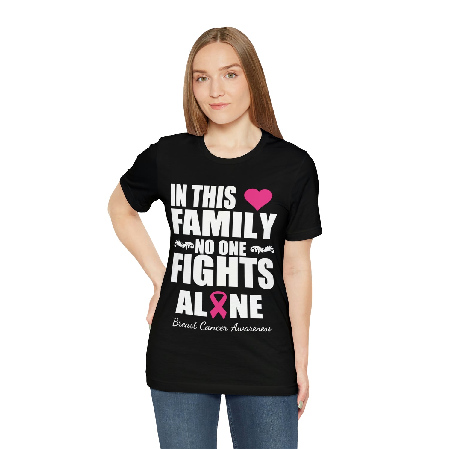 In This Family No One Fights Alone - Unisex Jersey Short Sleeve Tee