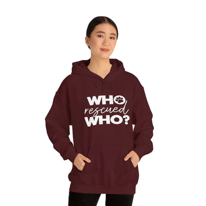 Who Rescued Who - Unisex Heavy Blend™ Hooded Sweatshirt