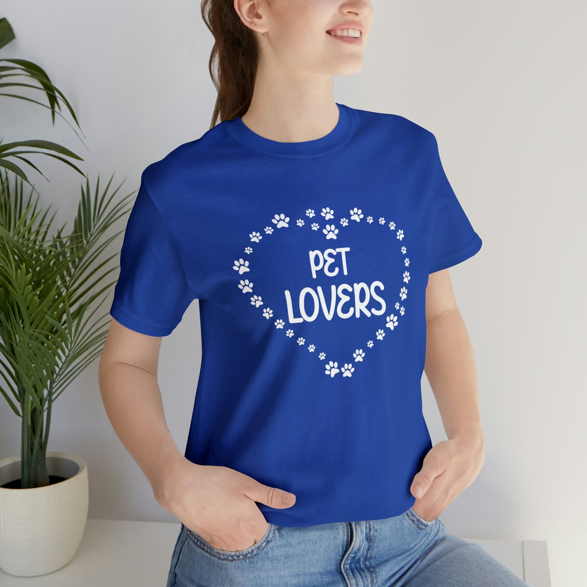 Pet Lovers With Paw Heart - Unisex Jersey Short Sleeve Tee