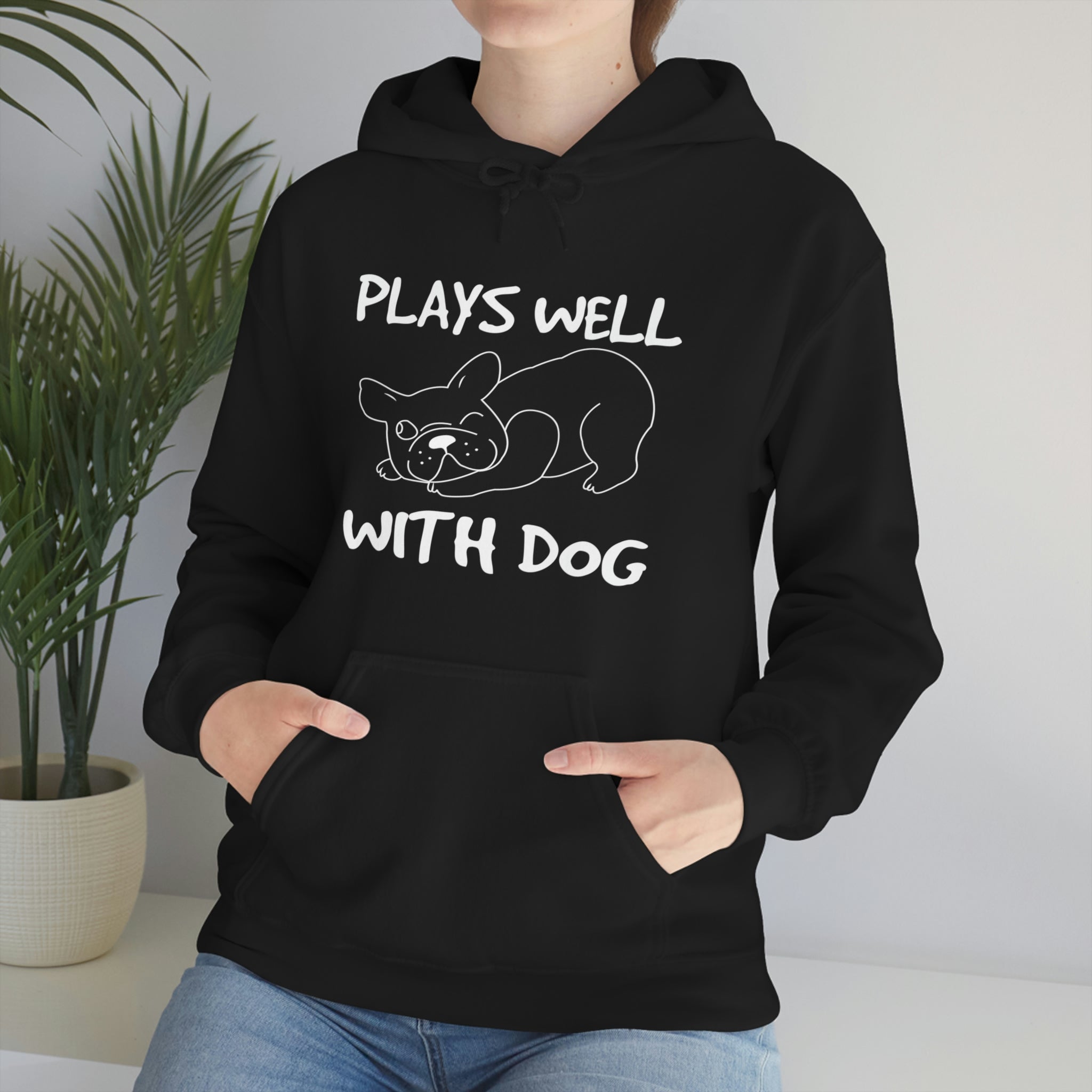 Plays Well With Dog - Unisex Heavy Blend™ Hooded Sweatshirt