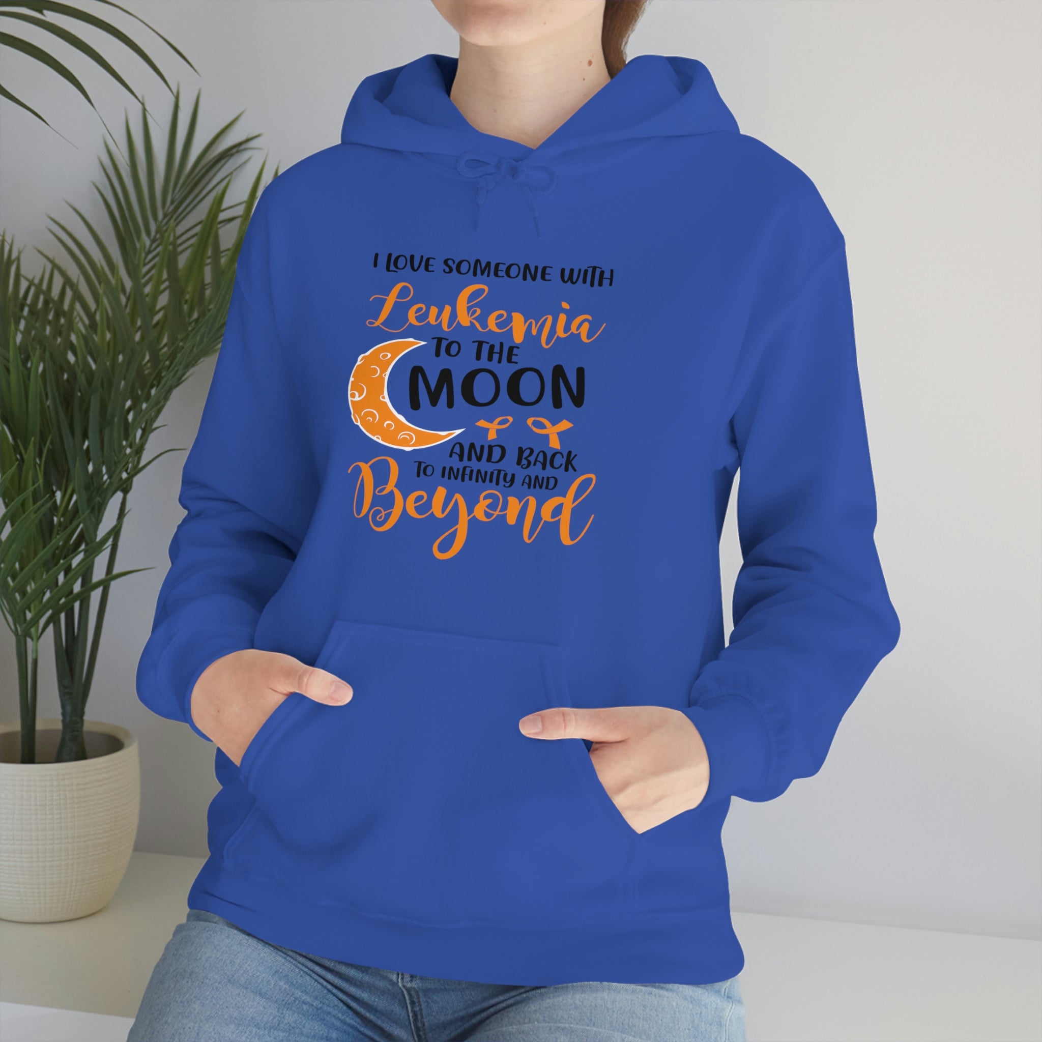 I Love Someone With Leukemia To The Moon And Back - Unisex Heavy Blend™ Hooded Sweatshirt