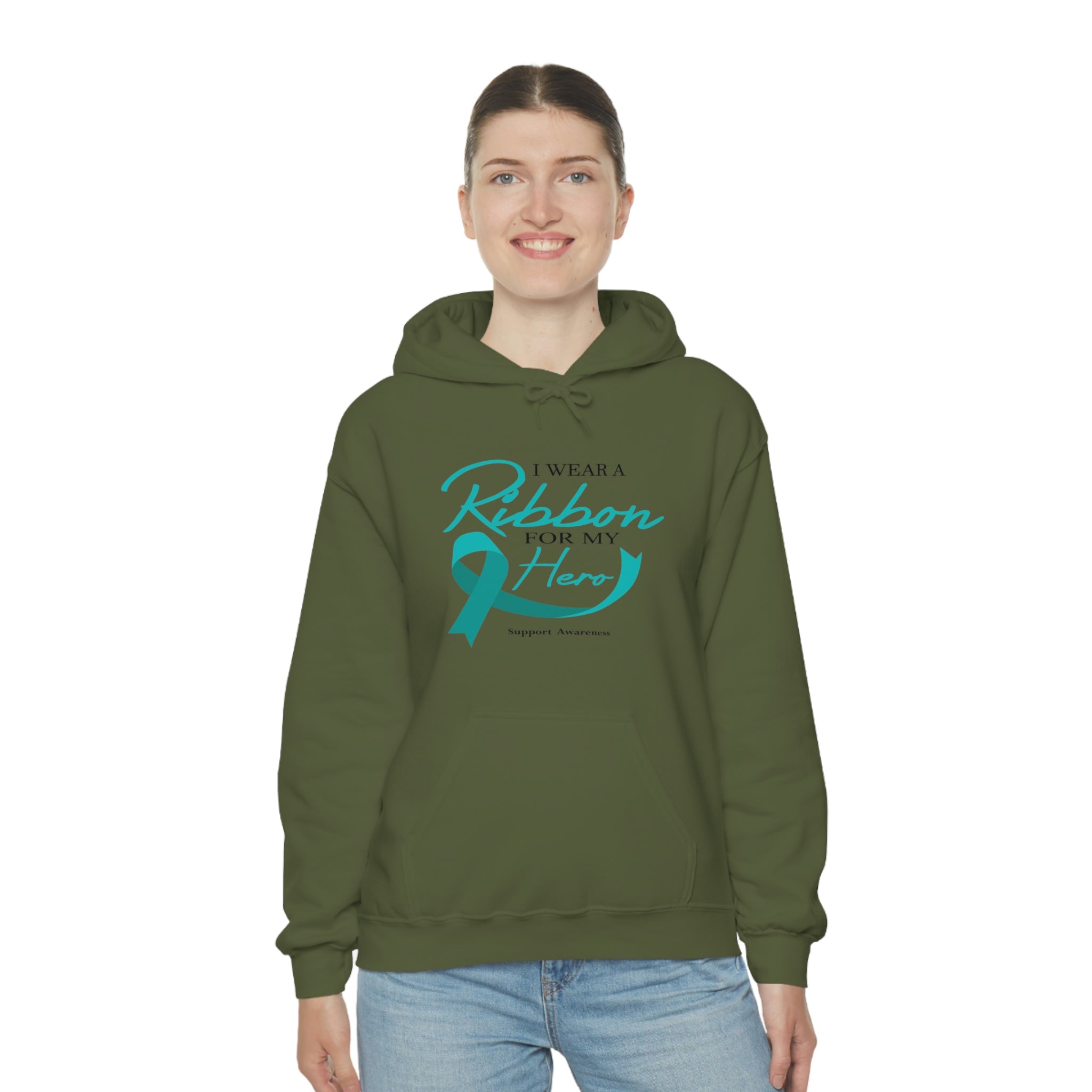 I Wear A Ribbon For My Hero - Unisex Heavy Blend™ Hooded Sweatshirt