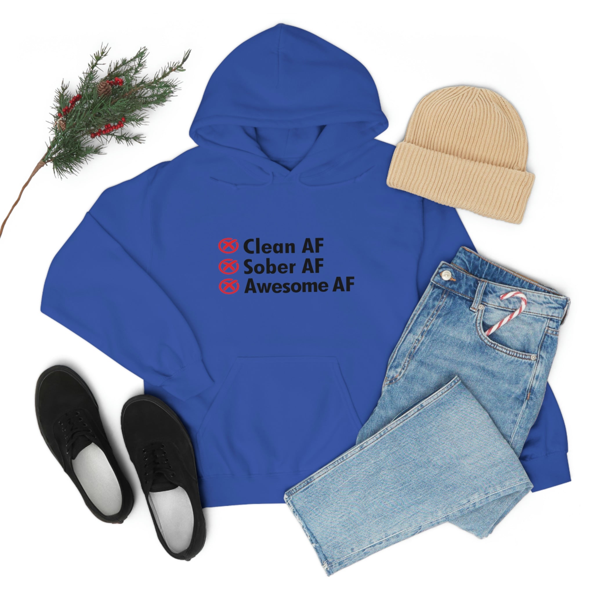 Clean AF Sober AF Awesome AF - Unisex Heavy Blend™ Hooded Sweatshirt