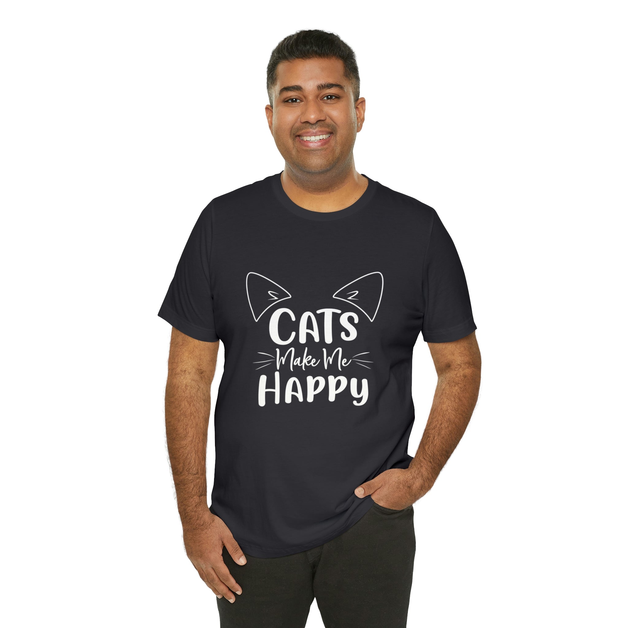 Cats Make Me Happy - Unisex Jersey Short Sleeve Tee