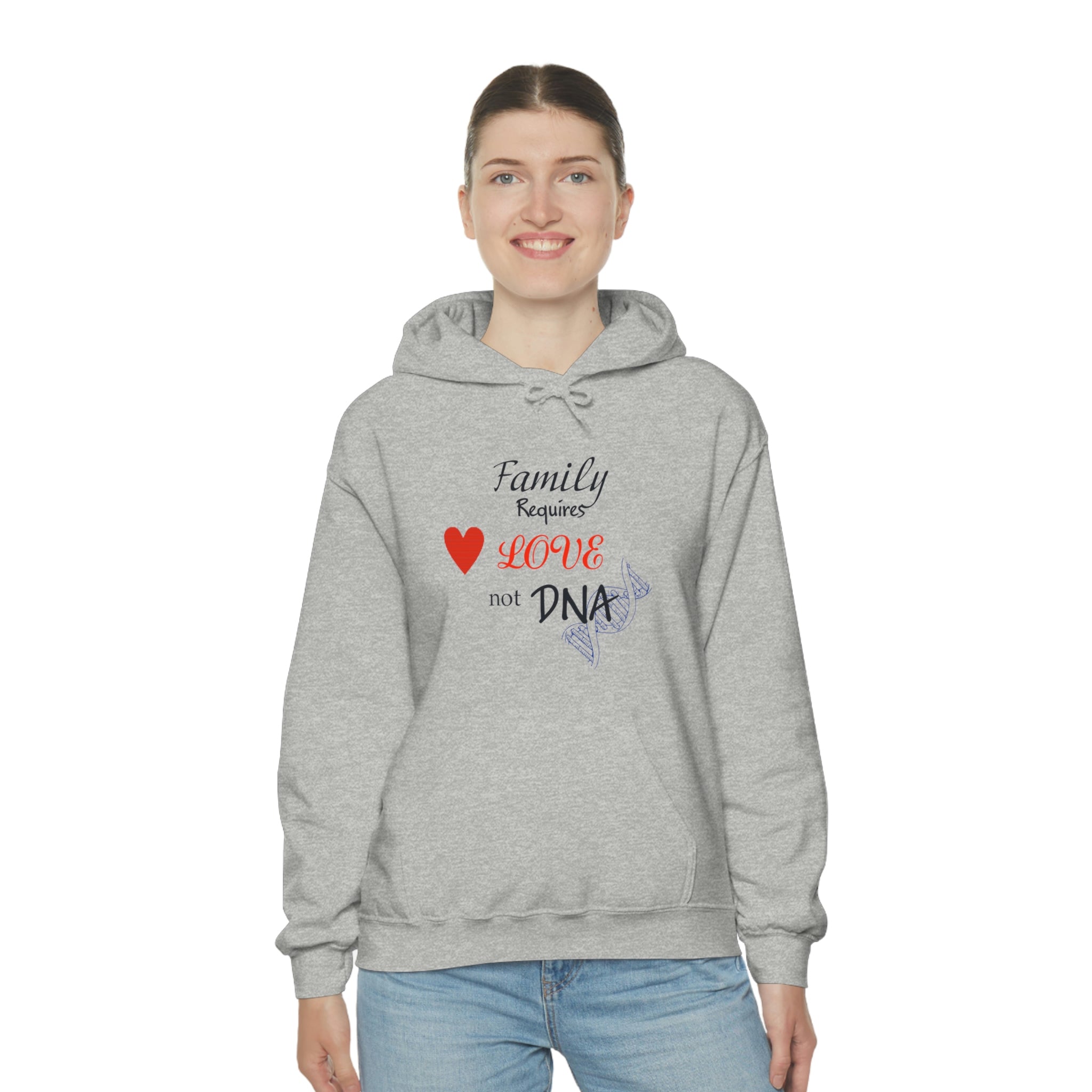 Family Requires Love Not DNA - Unisex Heavy Blend™ Hooded Sweatshirt