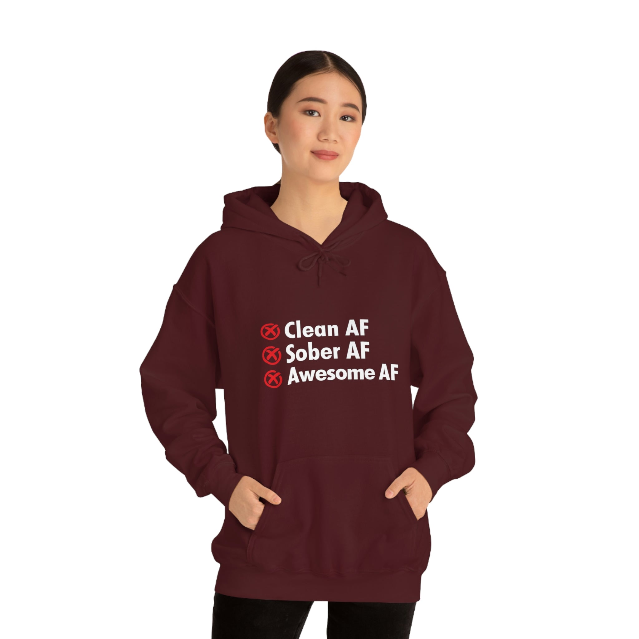 Clean AF Sober AF Awesome AF - Unisex Heavy Blend™ Hooded Sweatshirt