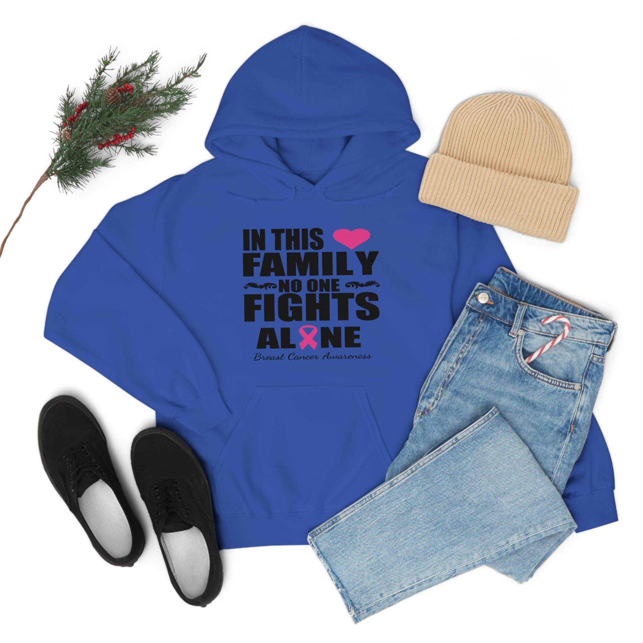 In This Family No One Fights Alone - Unisex Heavy Blend™ Hooded Sweatshirt