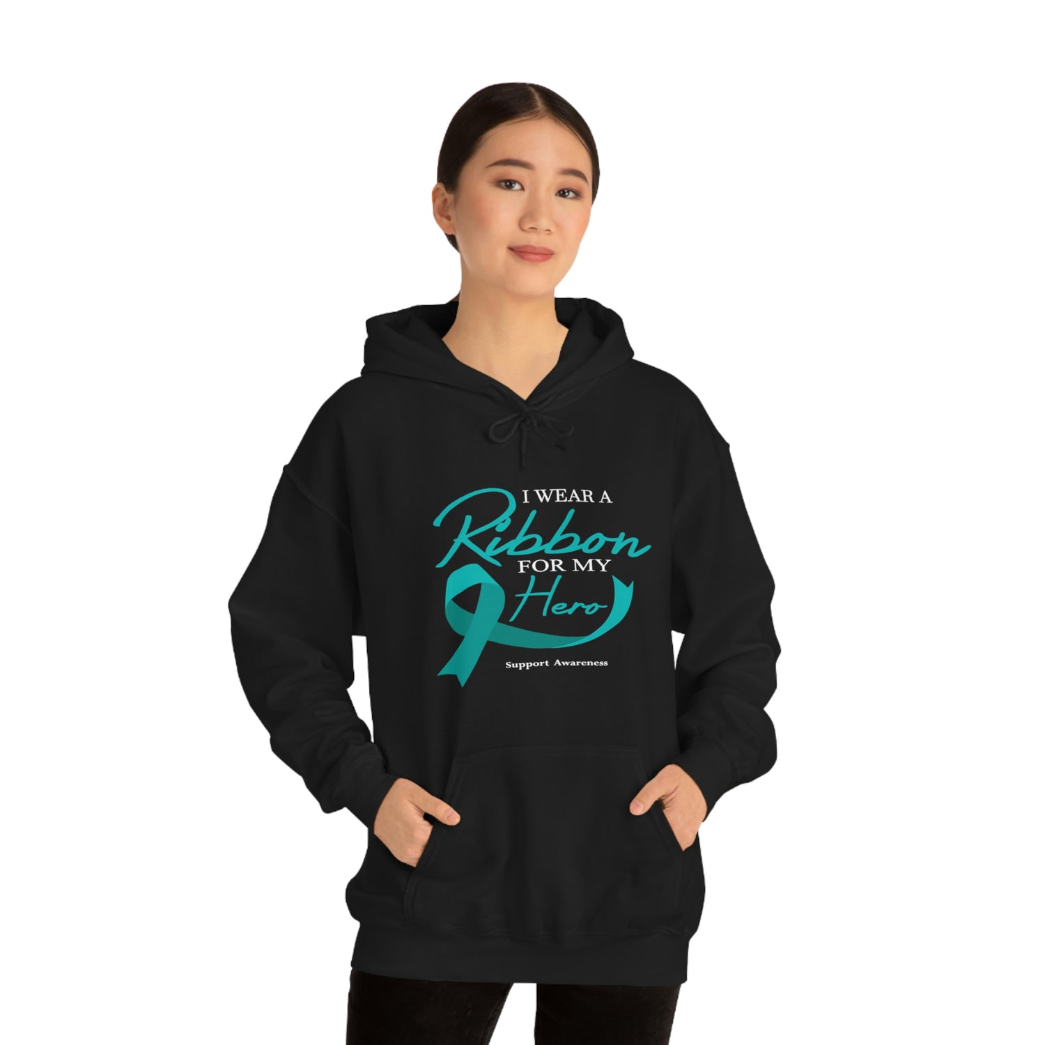 I Wear A Ribbon For My Hero - Unisex Heavy Blend™ Hooded Sweatshirt